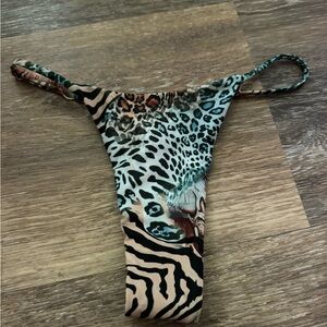 SHEIN Animal Print Bikini Bottom - Black and Brown